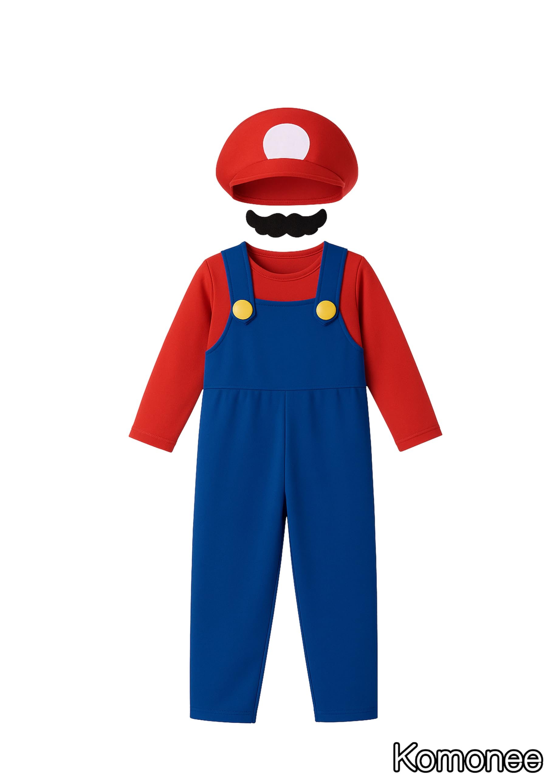 Komonee M Halloween Fancy Dress Up Mens Adults Outfit Hat Red Blue Plumber Overalls Costume Halloween Retro Classic Video Game Gamer Cosplay Small - Image 4