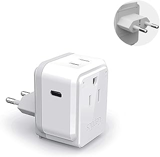 European Plug Adapter  Ceptics  Safe USB~C 30W PD       QC 3.0~2 USA Socket ~ Co - Compare price