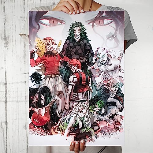 Image of MCSID RAZZ - Demon Slayer - Design A4 Size Poster (With Frame) - Best Gift For Demon Slayer Fans /Best Artifacts To Your Home & Decor /For Anime Fandom (Upper Moons Assemble)