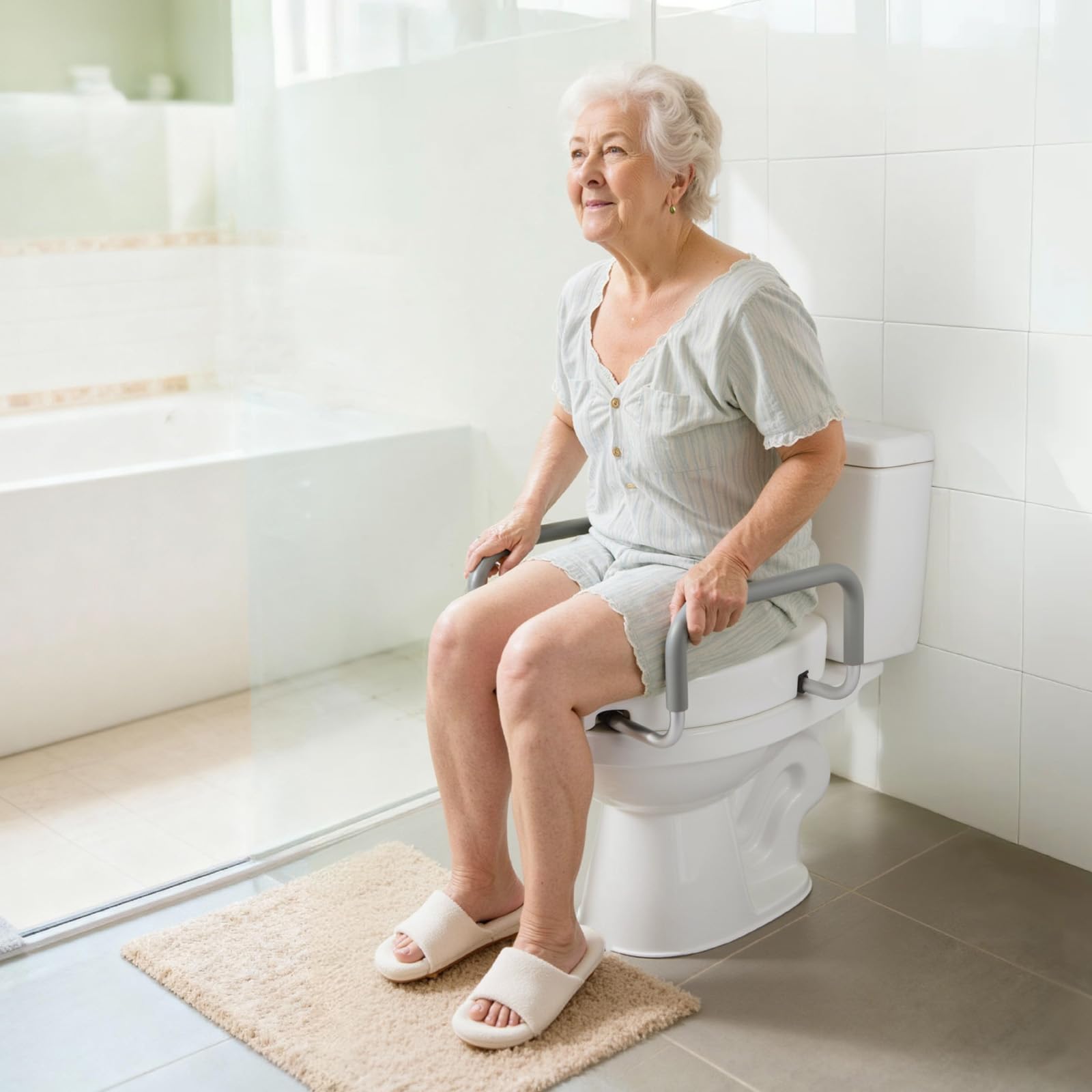 VEVOR Sedile WC Rialzato da Bagno con Capacità di Carico di 136 kg e Altezza di Sollevamento di 88,9 mm, Sedile WC Rialzato e Allargato Universale con Braccioli per Anziani, Disabili, Adulti
