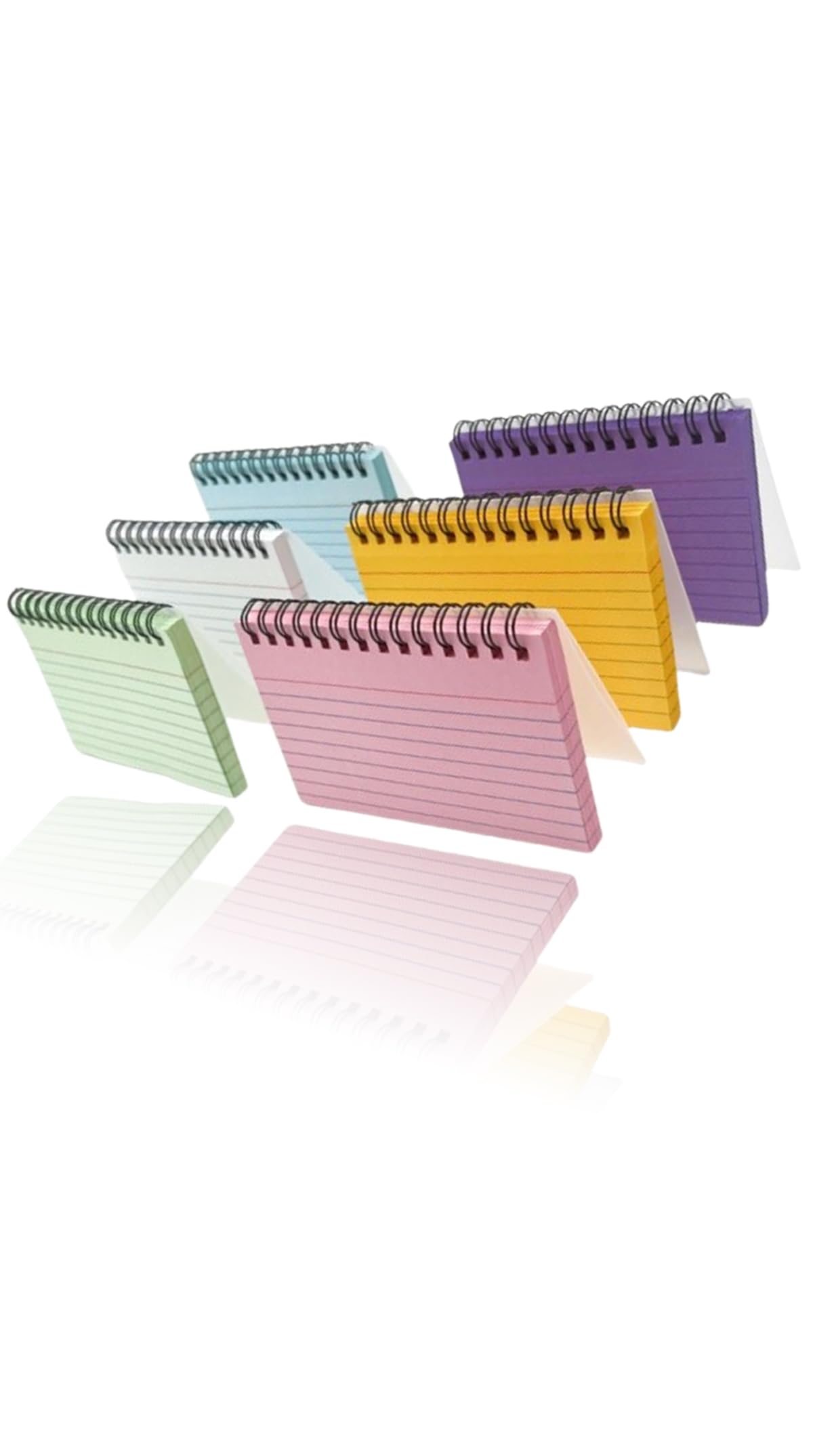 Sweet seven 300 Sheets Multicolor Flash Cards - 6Pcs Spiral Revision Flashcards for Office, School, and Work - 5x3 Inches