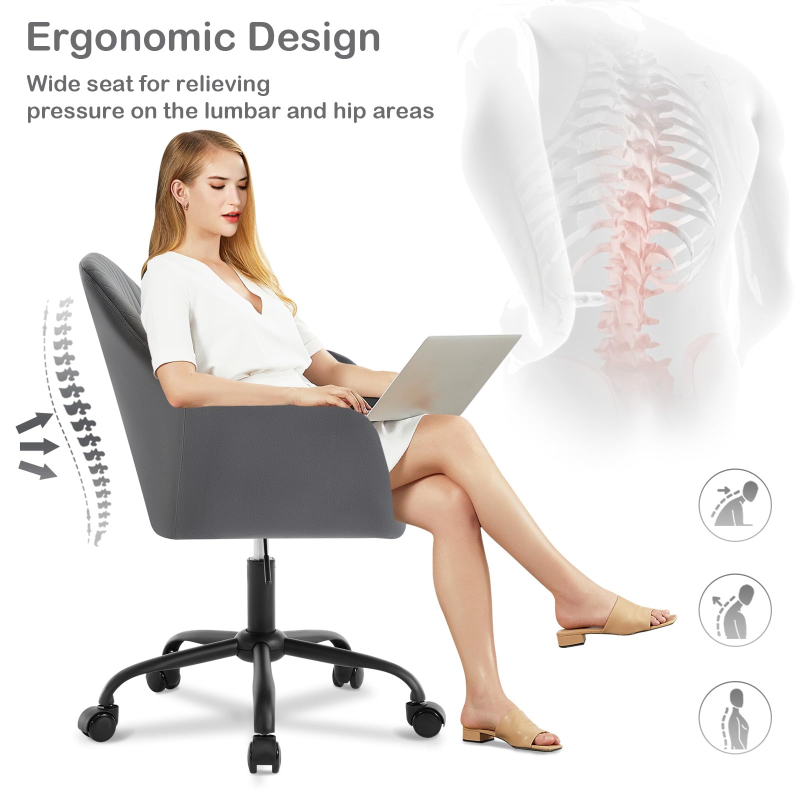 WOLTU Bureaustoel, 200 kg belastbaarheid, ergonomische bureaustoel met