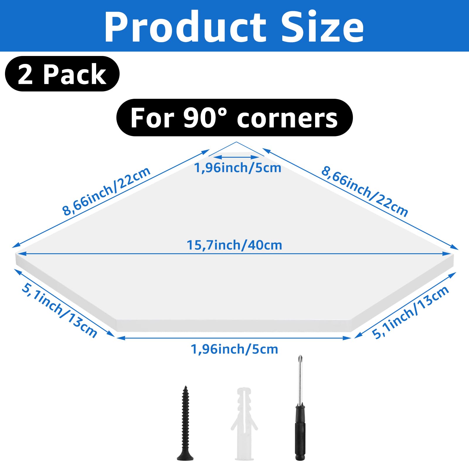 AKOLAFE 2er Set Eckregal Weiß | 25cm Schweberegal Für Wand