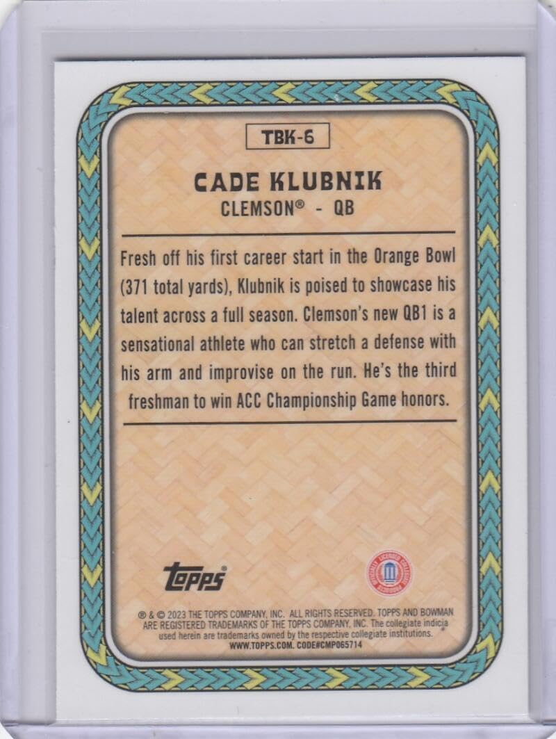Football Trading Card 2023 Bowman University Chrome The Big Kahuna Refractor #TBK-6 Cade Klubnik EX++ Excellent++