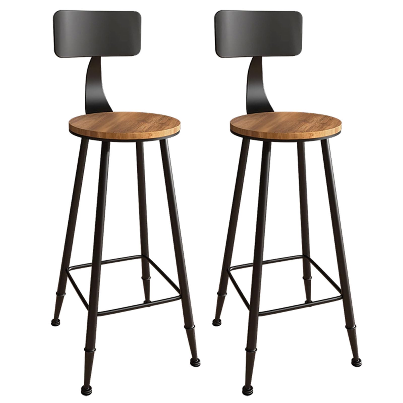 Juego De 2 Taburetes Bar Taburetes De Altura De Bar 45/65/75 Cm, Taburetes De Mostrador con Respaldo para Isla De Cocina, Estructura De Acero, Estilo Industrial, Fácil Montaje, Fácil Limpieza
