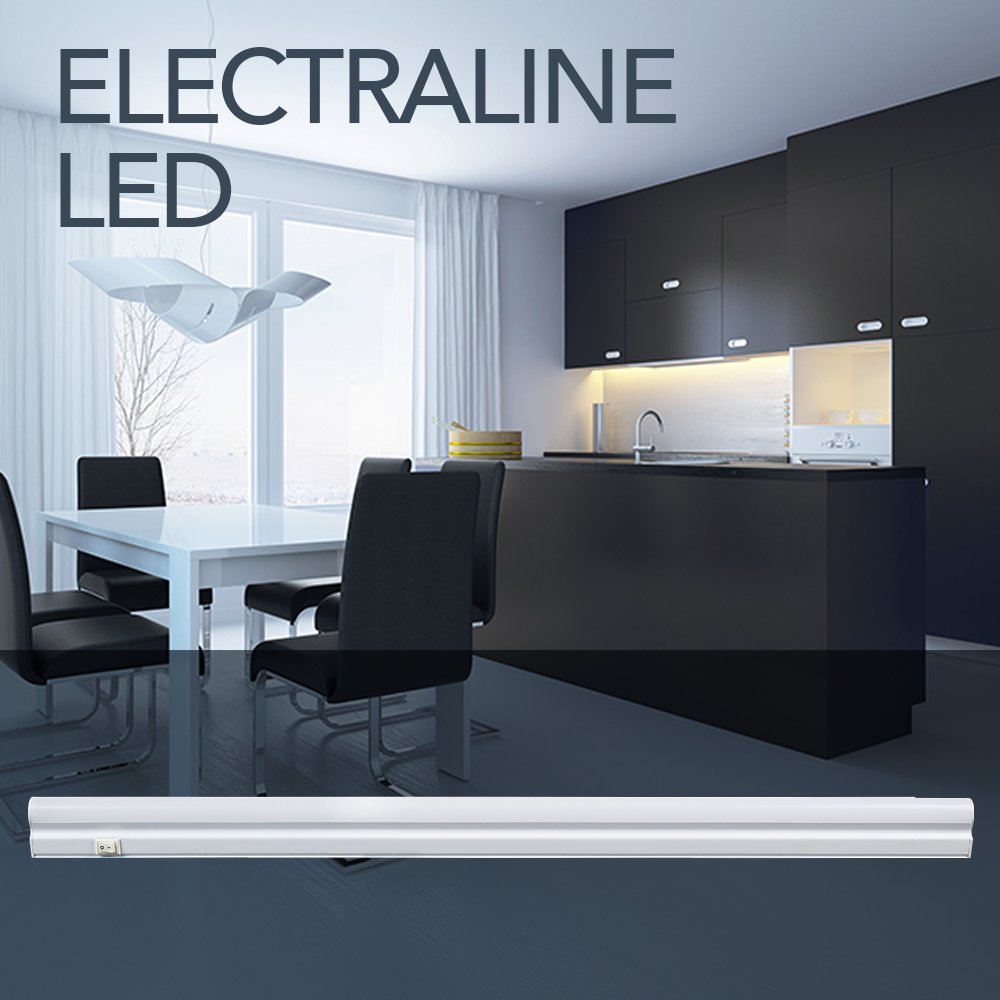 Electraline 65048 Plafoniera LED sottopensile luce naturale 4000K con interruttore 11W 1100 Lumen cavo 1,5 mt per Cucina, Bagno, Camera da Letto, Guardaroba, Libreria