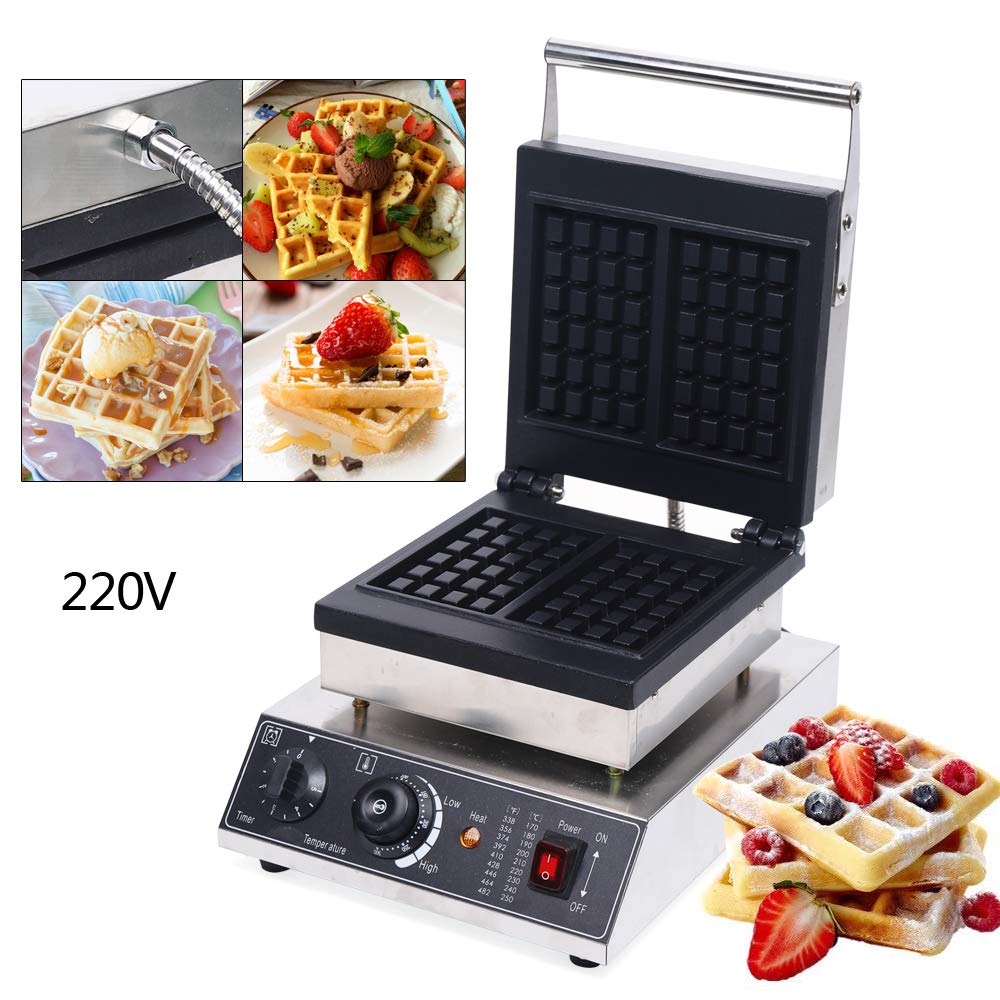 Gofres comerciales, 2 unidades, antiadherente, 1500 W, máquina de gofres eléctricos, 30 x 36 x 24,5 cm, con placas antiadherentes, para hornear deliciosos gofres