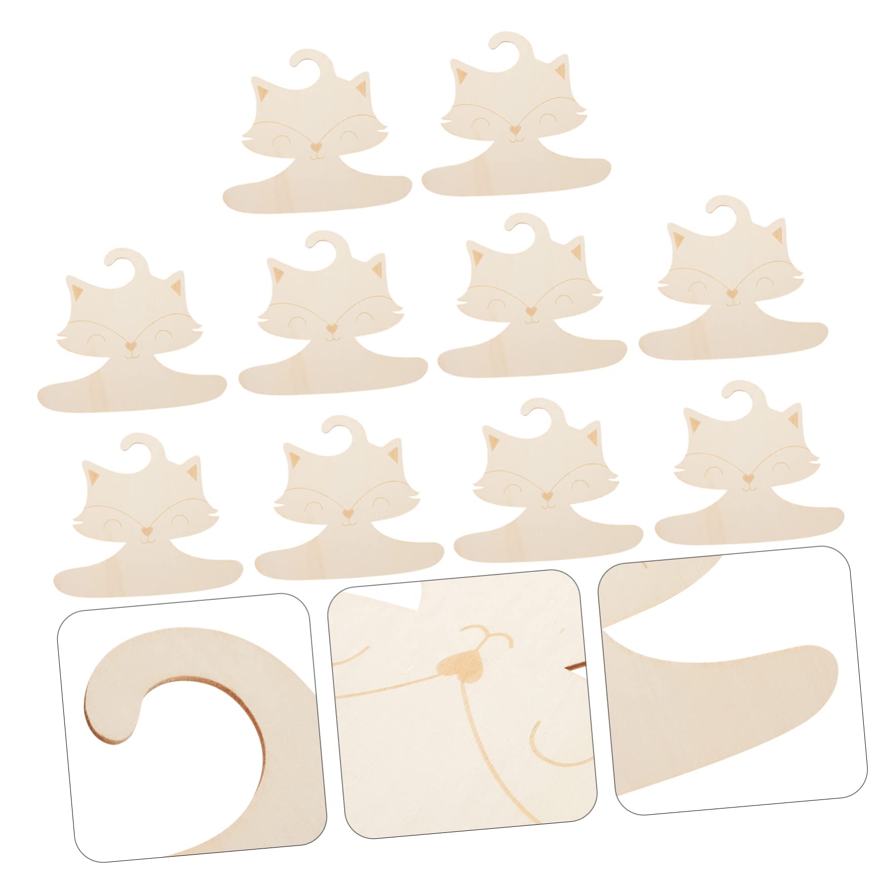 Happyyami 10pcs Boys and Girls Clothes Hangers Wooden Fox Design Baby and Toddler Hangers Organize Baby Closet Nursery