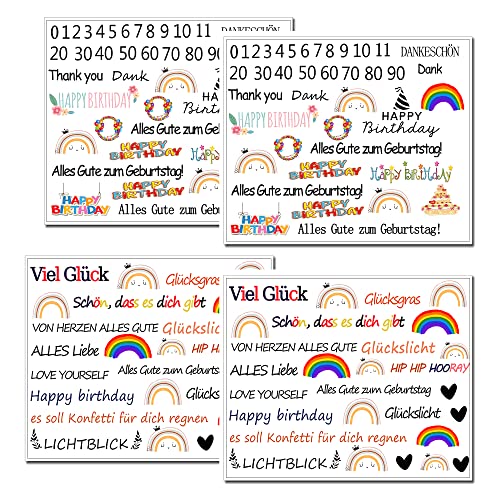 4pcs kerzen tattoofolie Kerzen dekorieren| Kerzentattoo-Folie Kerzen Sticker | Bastelset für Kerzen Thema"Geburtstag" | Alles Gute zum Geburtstag! | Bastelset | Geschenk | Basteln | Sprüche Cover
