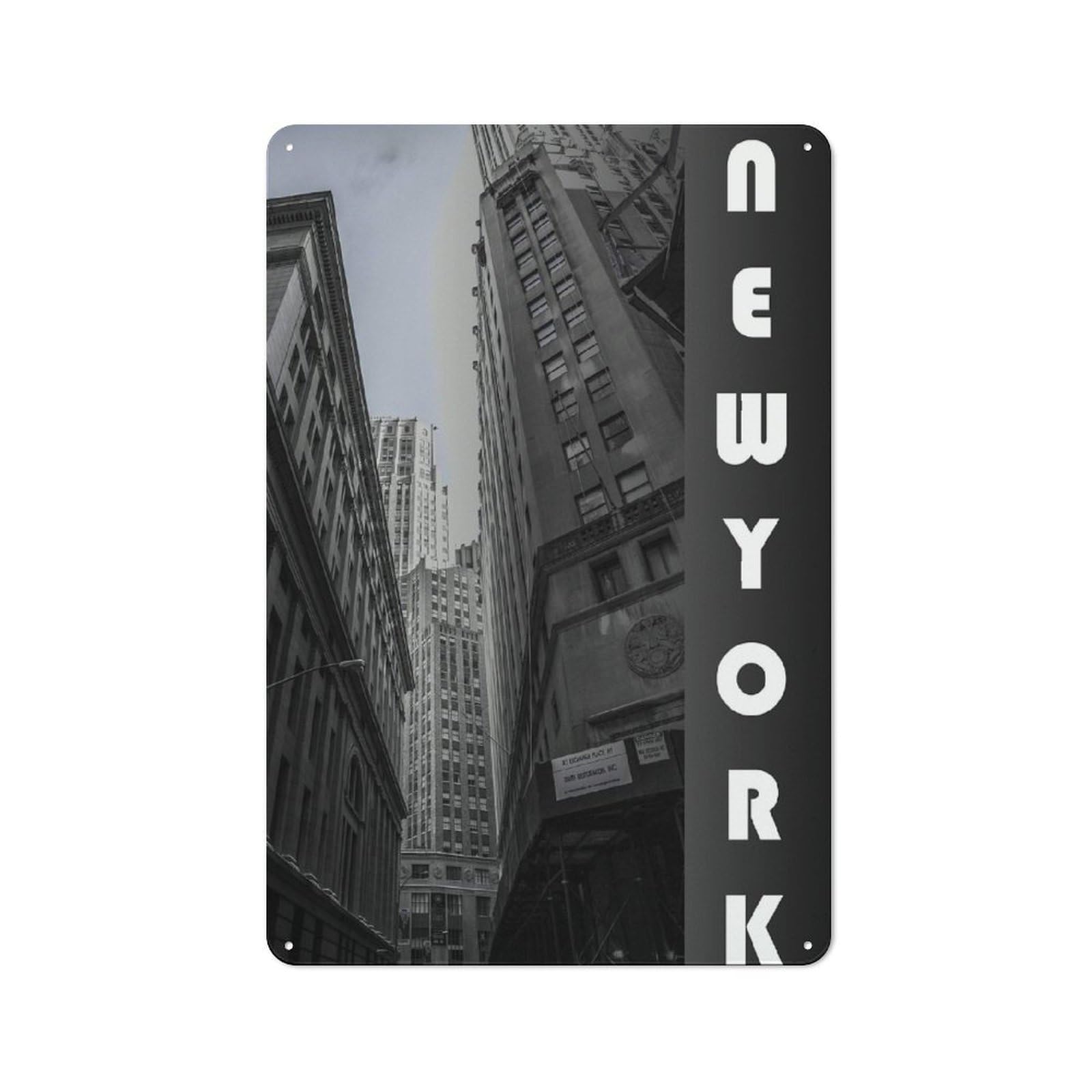 Rustic Tin Wall Sign 30x20cm Featuring NYC, Bistro Wall Plaque for Restaurant, Kitchen, Counter Or Breakfast Nook