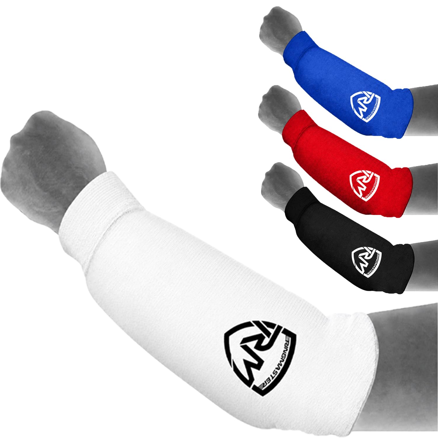 Ringmaster Elastic Forearm Pads Arm Guard Cover Kickboxing Karate MMA Thai Martial Arts Training Adult Kid Youth Weightlifting Archery American Football Girdles (White, Small) — image 1