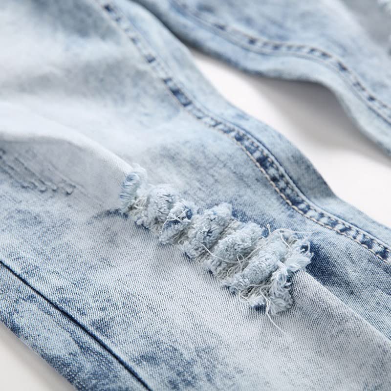 Jean à jambe droite pour homme avec broderie bleu clair