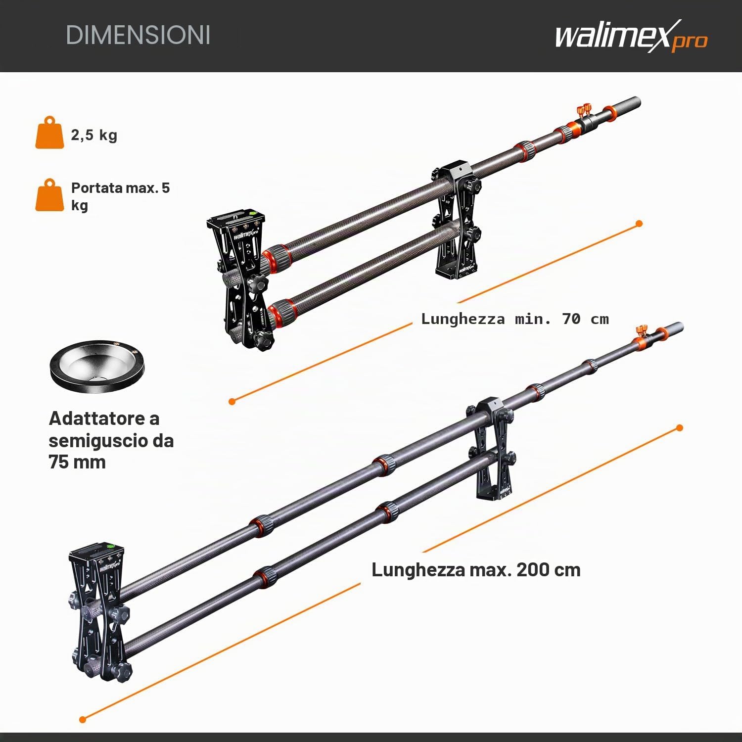 Walimex Pro Carbon Kamera Jib Traveller 7.2 schwarz