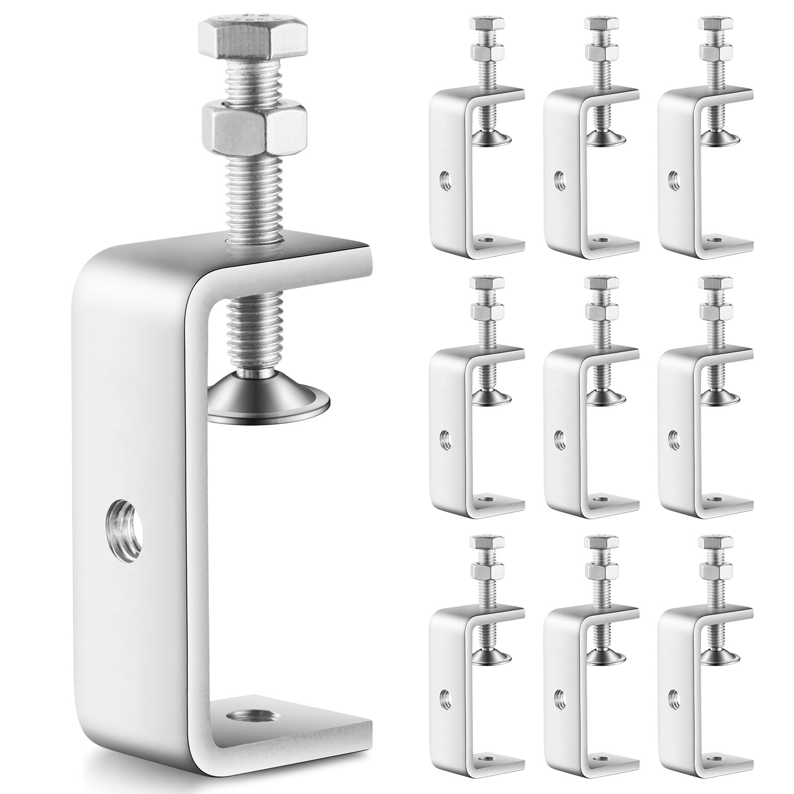10 Pcs 304 Stainless Steel C Clamp Mini Tiger Clamp 1Inch Heavy Duty Metal U Clamps with Stable Wide Jaw Opening for Mounting Metal Working