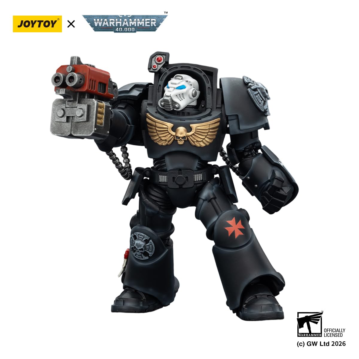 JOYTOY Action Figures Warhammer 40K Terminator Squad 1/18 Movable Model Collectible Figurine Ages 15+ (BlackTemplars Terminator 2 with Power Fist and Storm Bolter) - 5