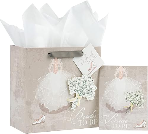 MAYPLUSS Bolsa de regalo mediana de 10 pulgadas con tarjeta de felicitación y papel de seda para bodas, aniversarios, despedidas de soltera,