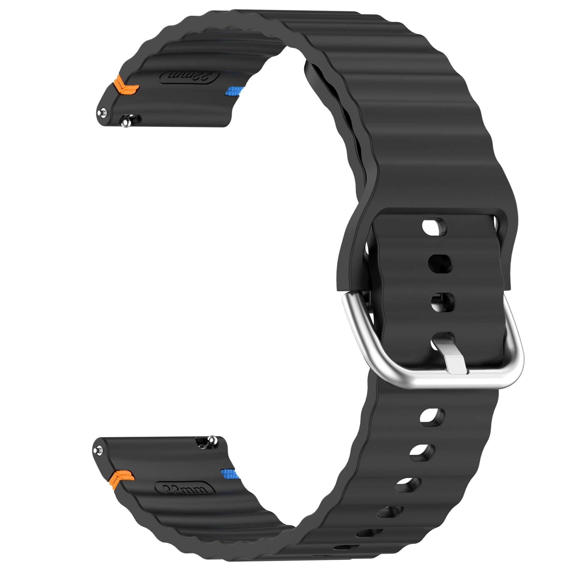 OBOE 20mm Silicone Strap 'COMPATIBLE WITH' Samsung Galaxy Watch 7/6/5/4 40mm 44mm, Amazfit Active Sports Band (Black) [WATCH NOT INCLUDED]-picture-11