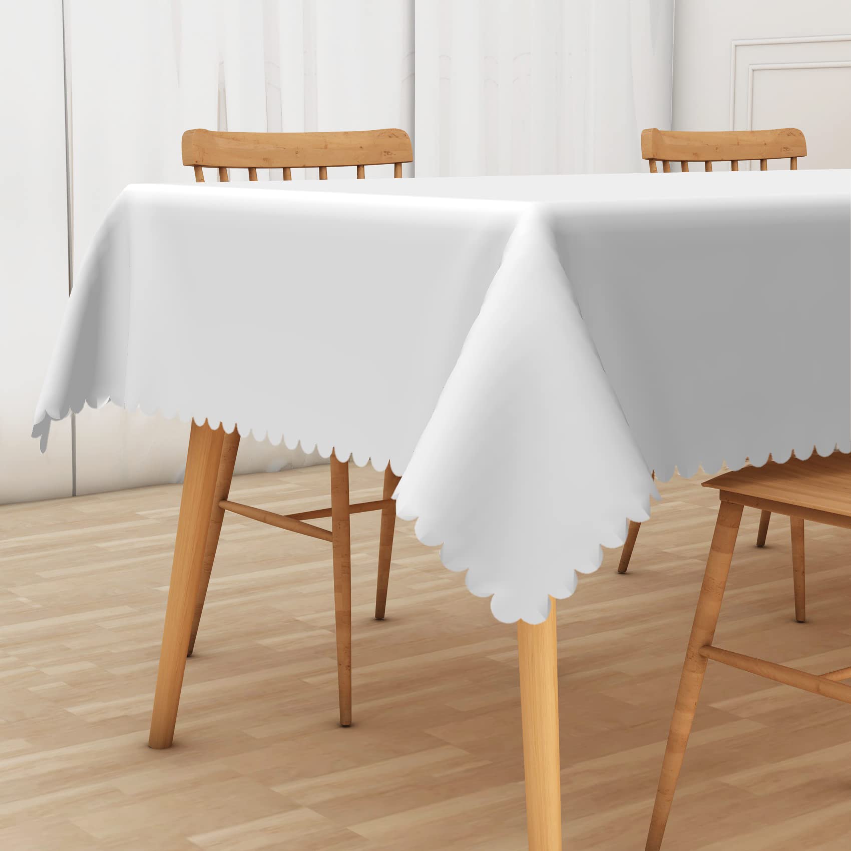 Aoihrraan Weiß Rechteckige Tischdecken aus Polyestergewebe Waschbar Längliche Tischdecke für Zuhause Party Essen 12 bis 14 Sitzer für Küche Hochzeit Geburtstag Jubiläum Dekoration 178 x 305 cm