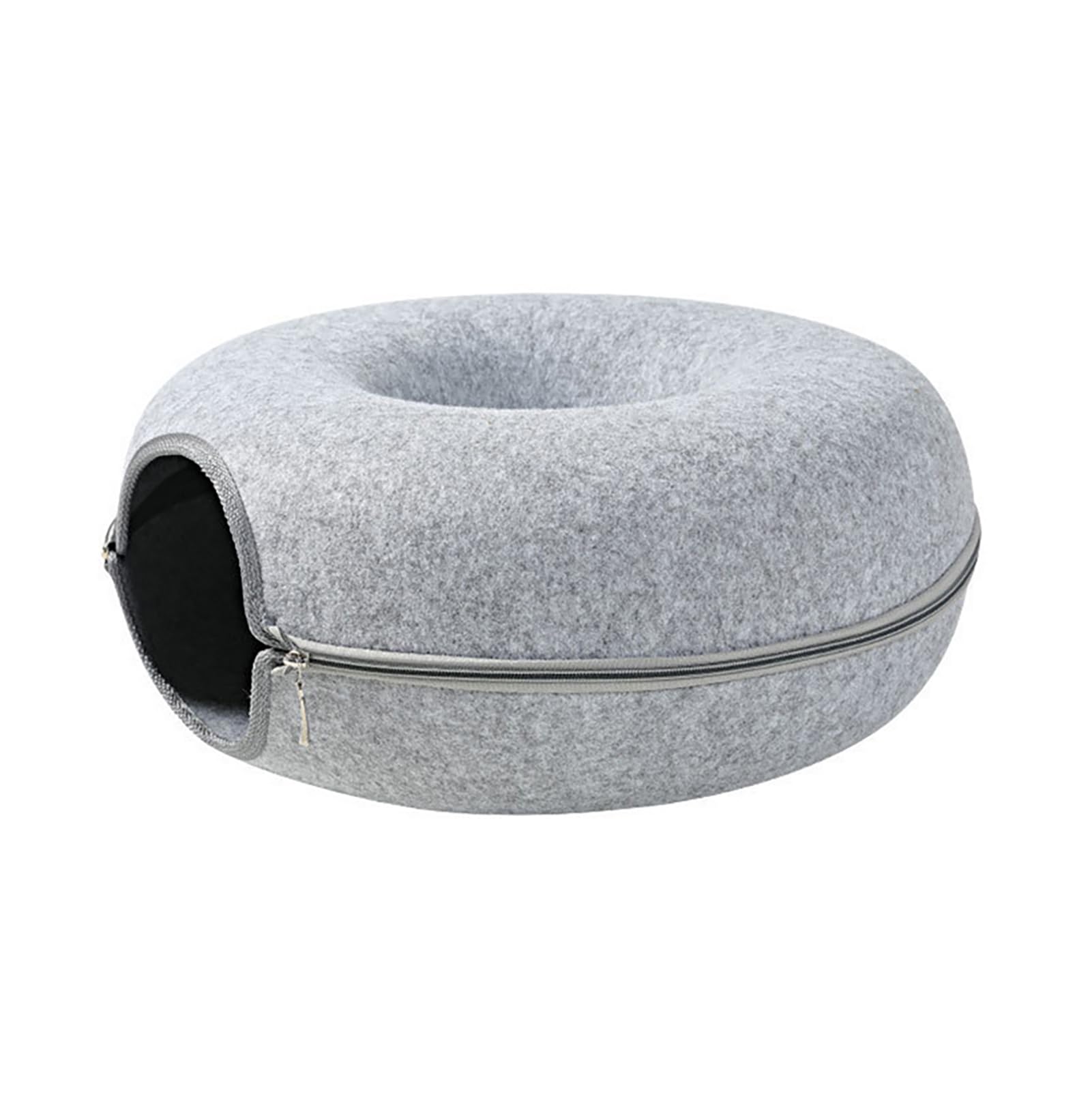 Katzentunnelbett, Katzentunnel für Indoor-Katzen, kratzfestes, abnehmbares, rundes Filz-Katzenrohr-Spielspielzeug mit Guckloch, und waschbares großes Donut-Katzenbett für kleine Haustiere, Kaninchen,