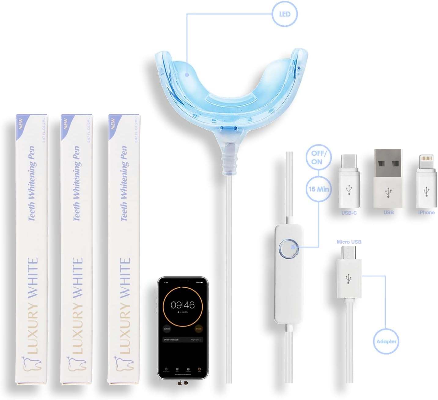 Luxury White - Juego de LED Pro - Home Teeth Whitening