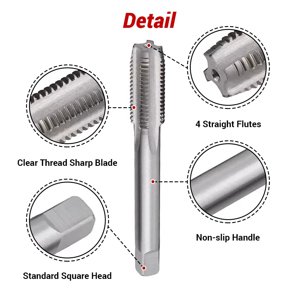 Macho de roscar fino métrico M20 x 1 mm, 1 pieza, mano derecha, acero de alta velocidad (HSS), 4 ranuras rectas, para máquina, taladro, roscado, reparación, herramienta de roscado.