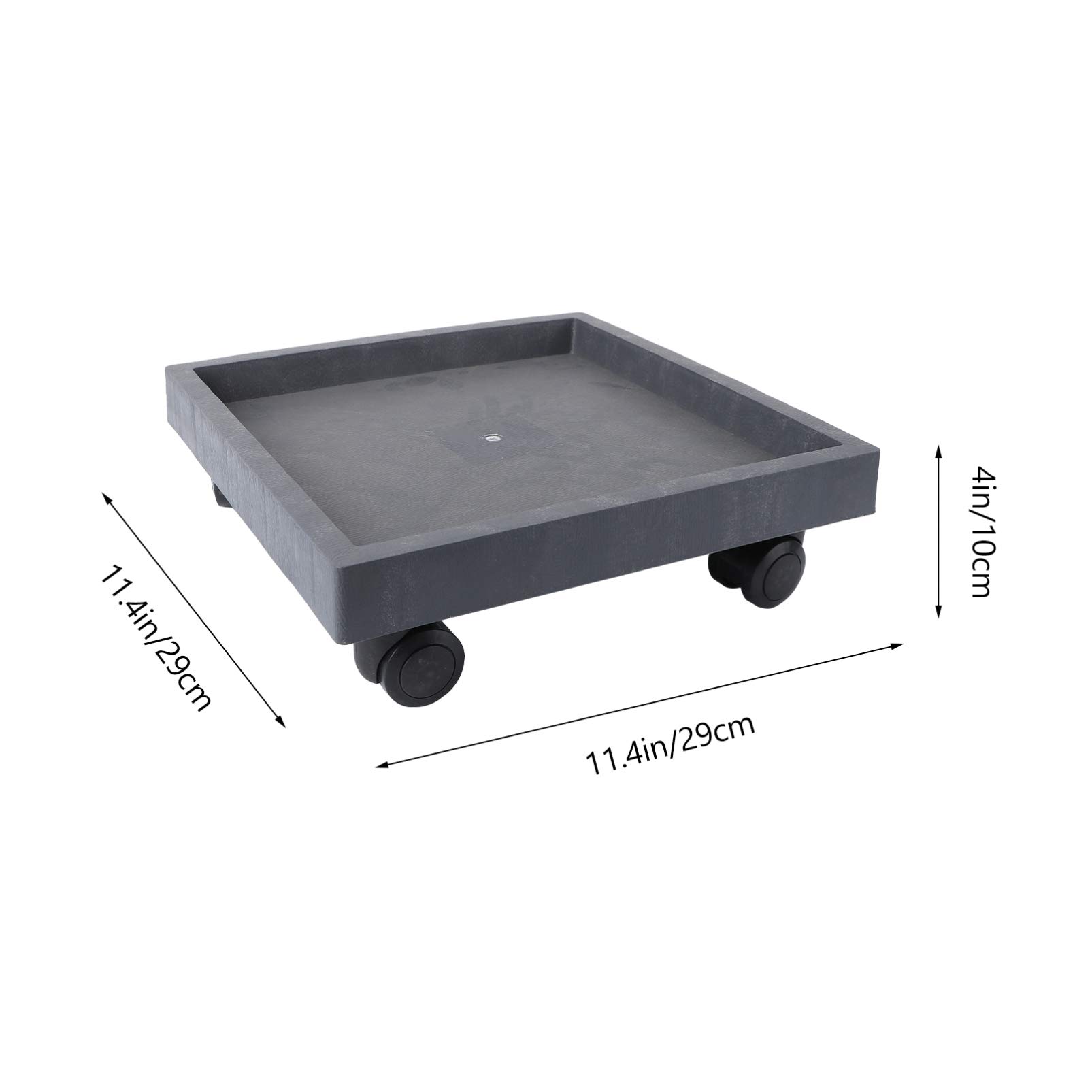 Sottovaso quadrato con ruote, per giardino, interno ed esterno, grigio, 29 x 29 x 10 cm