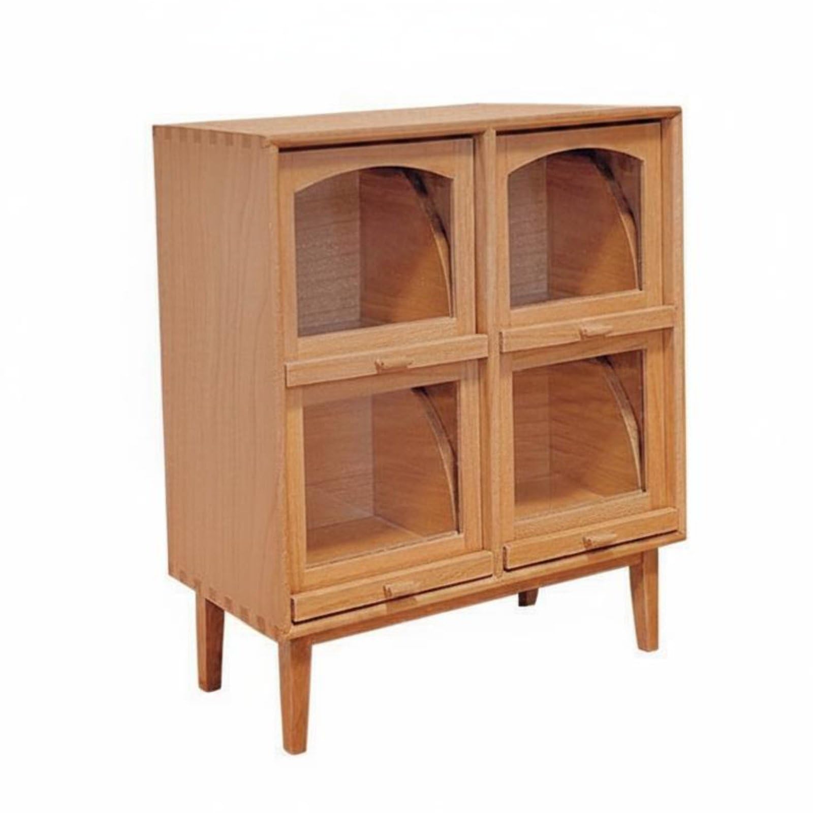 Colcolo Mini Credenza in Miniatura Armadio Vetrina Scaffale in Legno con Struttura Artigianale E Vetro Scorrevole Stile Minimal Rustico Adatta a Collezionisti, Tradizionale, Rustico-B
