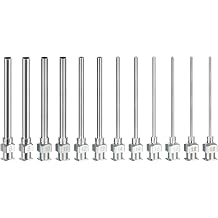 PATIKIL 8/10/12/14/16/18Ga x 1.5" Dispensing Needle Tips Glue Needle 2Pcs | Tube Blunt Tip Stainless Steel Luer Lock for Thick Glue Ink Lab, Silver