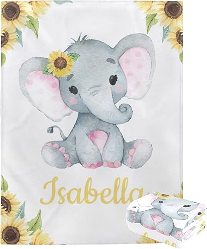 Miniatura 40 de Manta de bebé personalizada con nombre, mantas de bebé de elefante personalizadas para niñas, regalos de bebé, productos para bebés, mantas súper