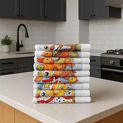 Kit 10 Panos Prato Algodão 45x75cm Econômico Durável Estampado Multiuso Limpeza Cozinha