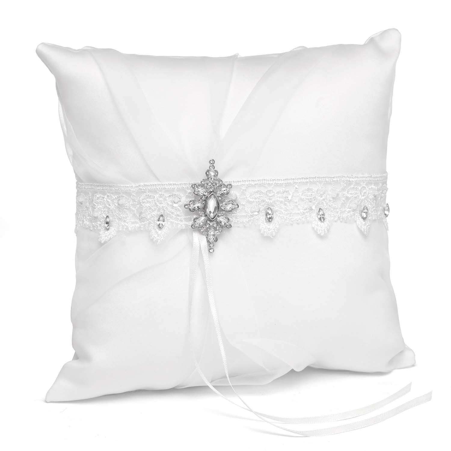 Hortense B. Hewitt Wedding Accessories Sparkling Elegance Ring Pillow, White