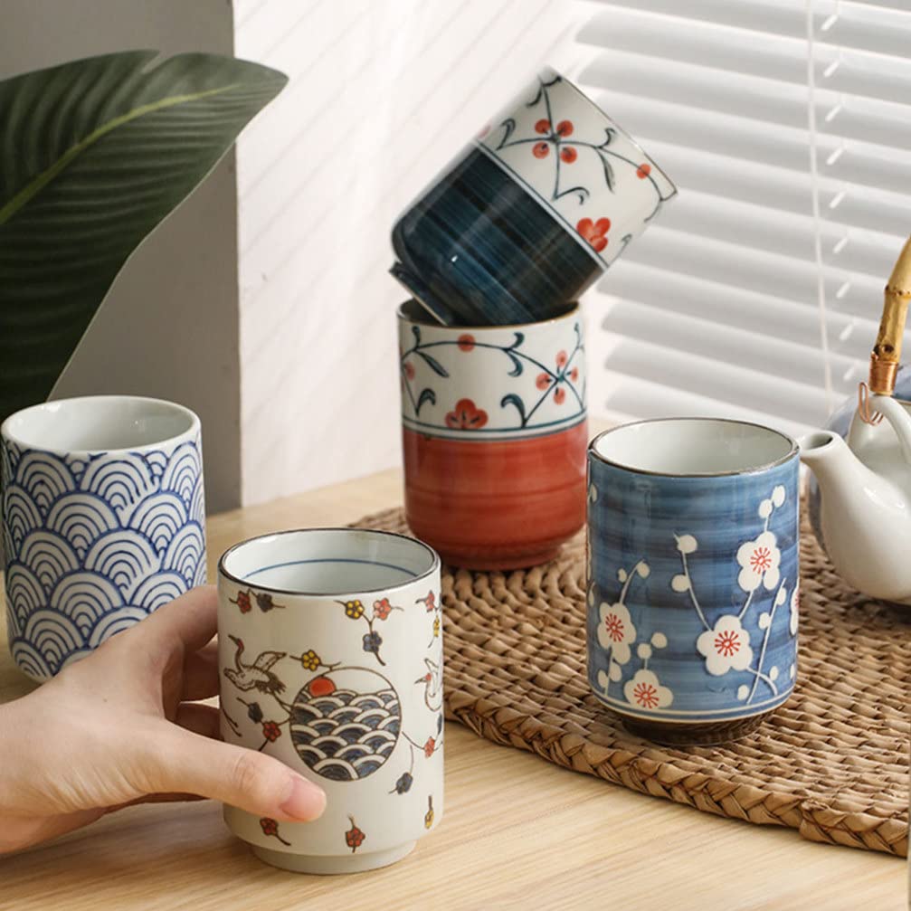 UPKOCH 2 Tasses À Thé Japonaises En CéRamique 3.15In Motif Peint RéSistantes À La Chaleur Pour Thé Et Infusions Service De Table ÉLéGant Et Pratique