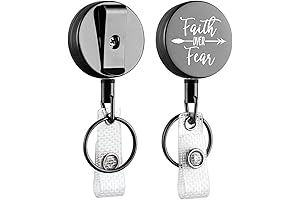 Faith Over Fear: Heavy-Duty Retractable Badge Holder Reel with Belt Clip Key Ring