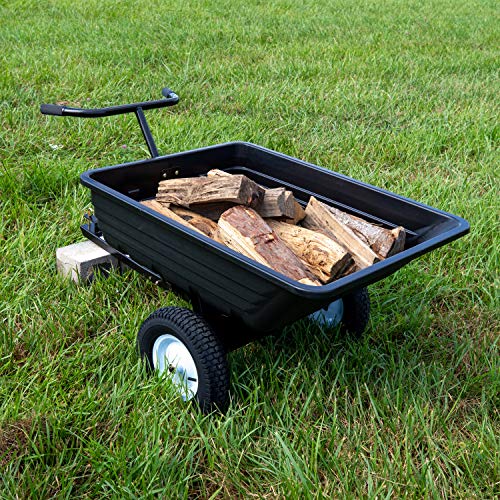 Titan Attachments 650 LB (10 Cu. Ft.) Economy Tow-Behind Poly Dump Cart for Lawn Tractor and ATV/UTV’s, Poly Dump Cart,