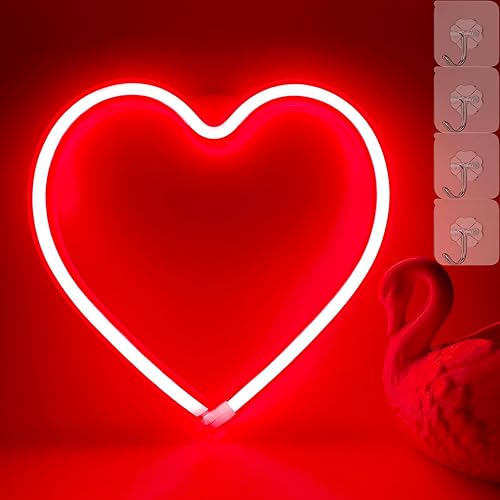 Miniatura 9 de VIFULIN Luces en forma de corazón, luz de neón de corazón azul, luces de corazón de San Valentín, luces de corazón enchufables, luces LED de San