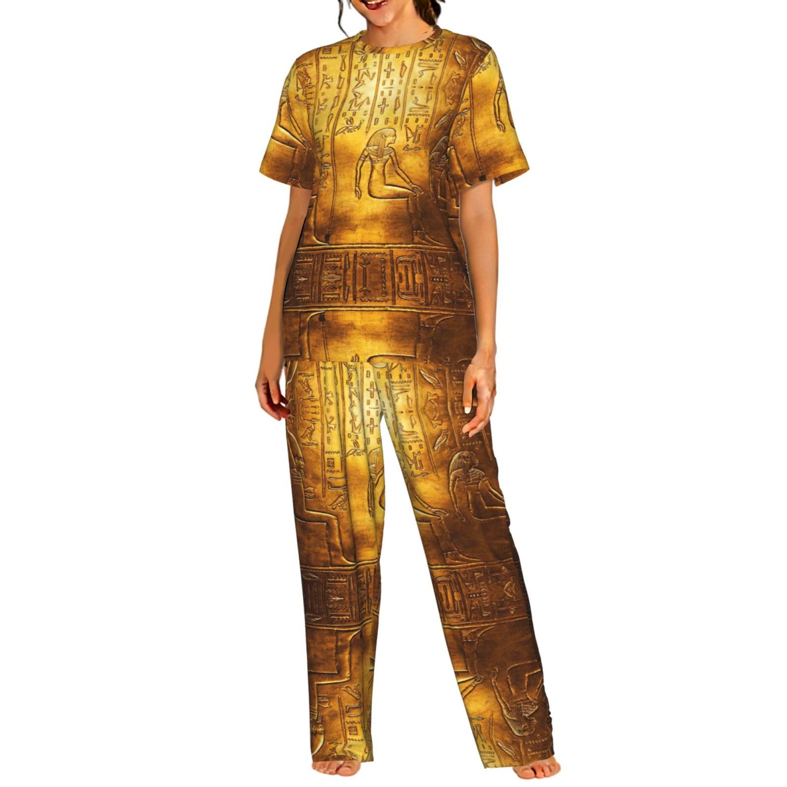 Ensemble de détente imprimé hiéroglyphes pyjama manches courtes - 8