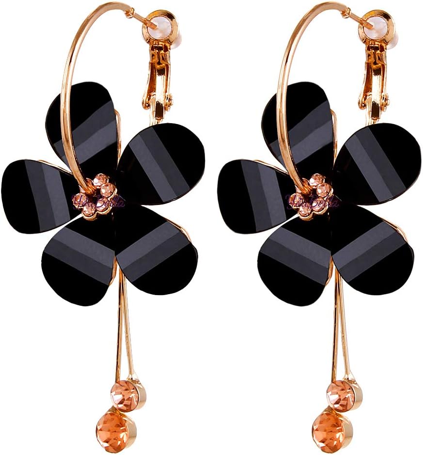 Stylish Party Wear Jewellery Gold Plated Drop Earrings for Women (Black)(YBEAR_31192)