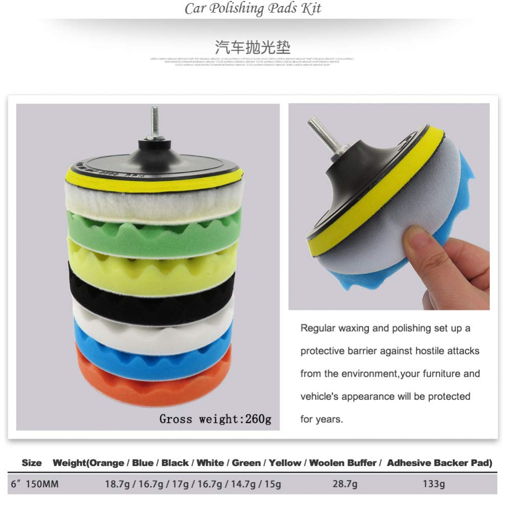 Zestaw 5/6/7 cala 8 szt. / zestaw Clean Sponge Waxing pad polerski gwint M14 kulka wełniana Auto Backer Pad pielęgnacja samochodu