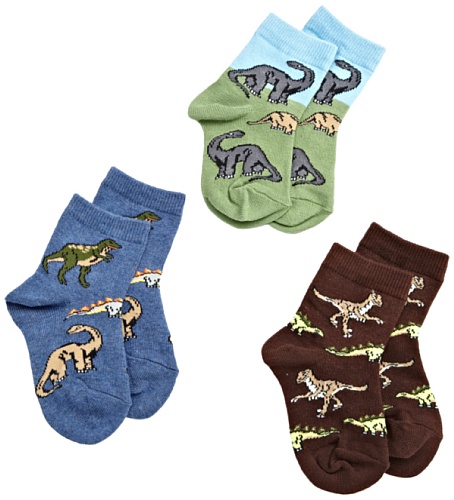 Jefferies Socks Boys 2-7 Dino Triple Treat 3 Pack Socks