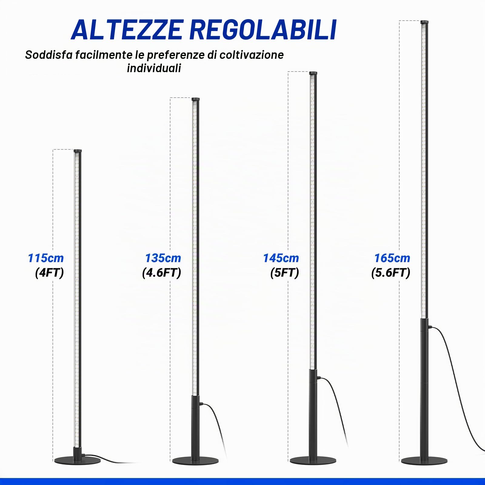 Barrina T10 Pro Lampada da Coltivazione Verticale a Stelo con Timer, 42W, 169 LED, Spettro Completo Luci da Coltivazione Verticali per Piante da Interno, Ampia Copertura, Altezza da 115cm a 165cm con