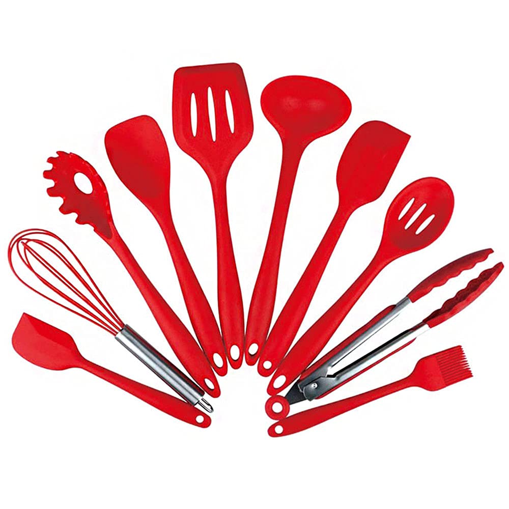 Ustensiles de cuisine, set de 10 accessoires avec spatule silicone de cuisine antiadhésif