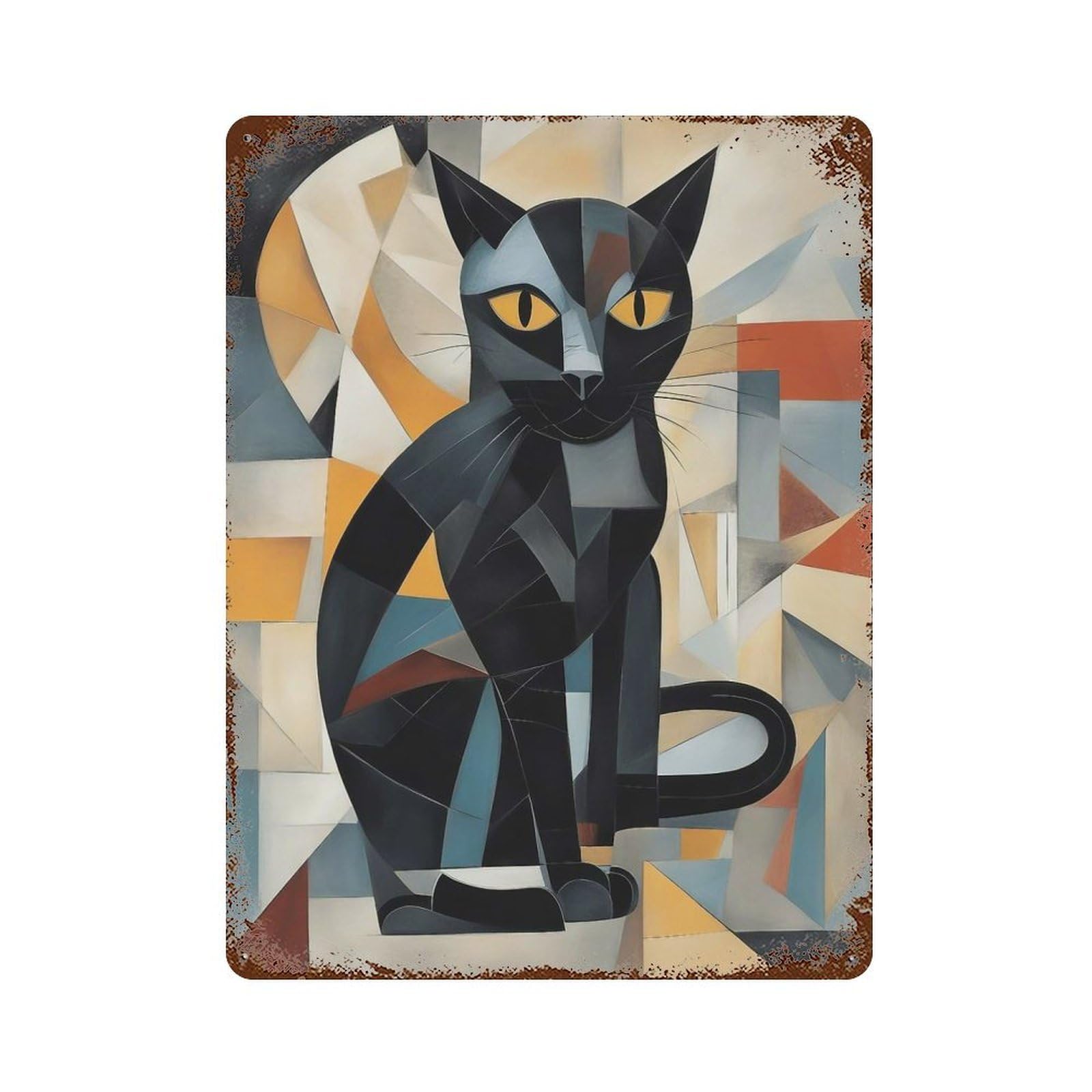 Vintage Rust Metal Sign with Cat0018 Design 15.7"x11.8", for Farmhouse, Kitchen And Entryway Decor, Novelty Wall Decor