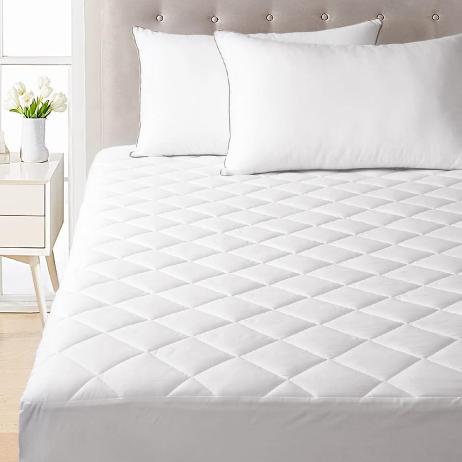 AMEHA Double Mattress Protector – 40cm Extra Deep Mattress Cover Comfortable Sleep Noiseless Hotel Quality Mattress Pad