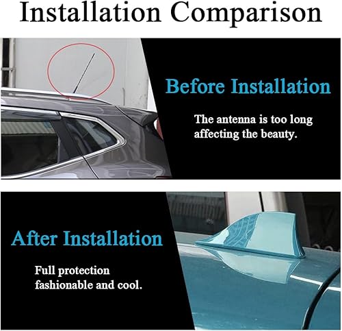 Miniatura 4 de ASUBHA Cubierta de antena de aleta de tiburón para automóvil, antena de techo superior automotriz, base de señal de radio AMFM, cubierta en forma de