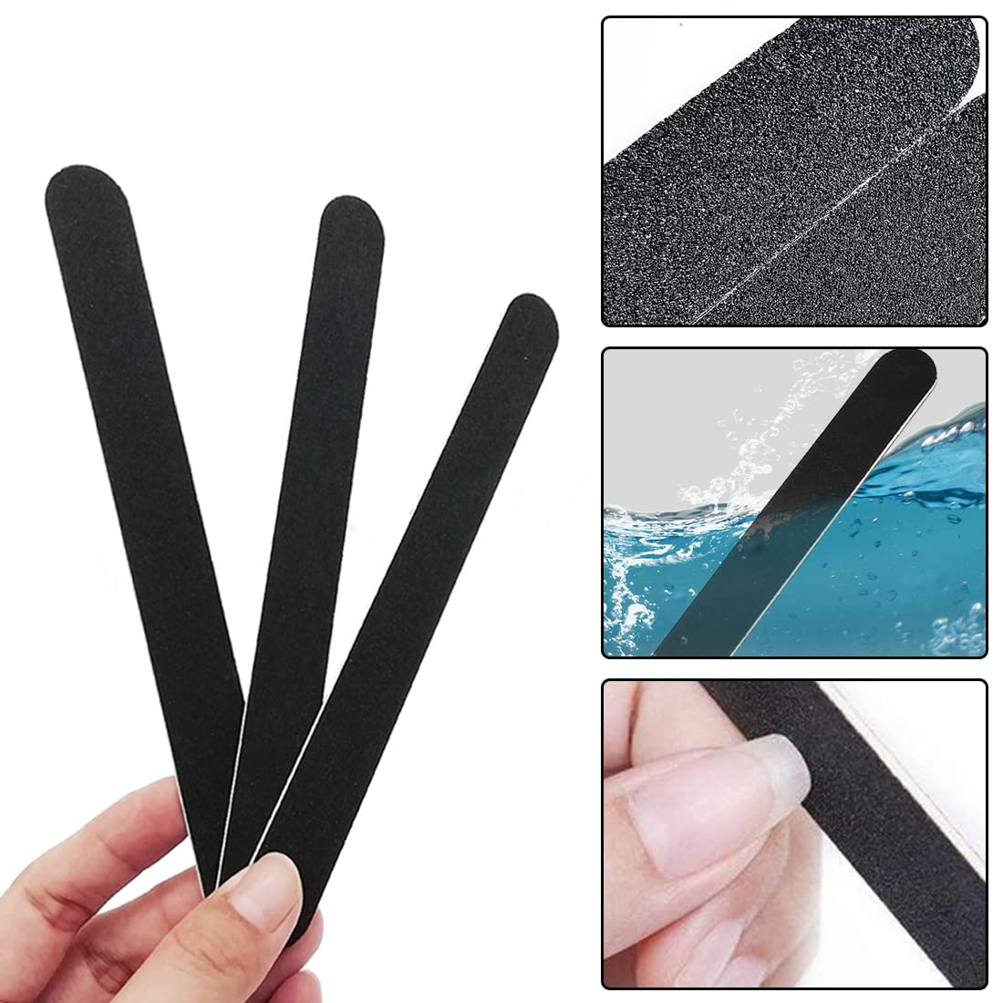 Ncheli 20 Pezzi Lime per Unghie Professionali Nere, Lima Doppia Faccia 100/180 Grana, Limette Sottili per Manicure Pedicure Gel Acrilico, 17.8cm