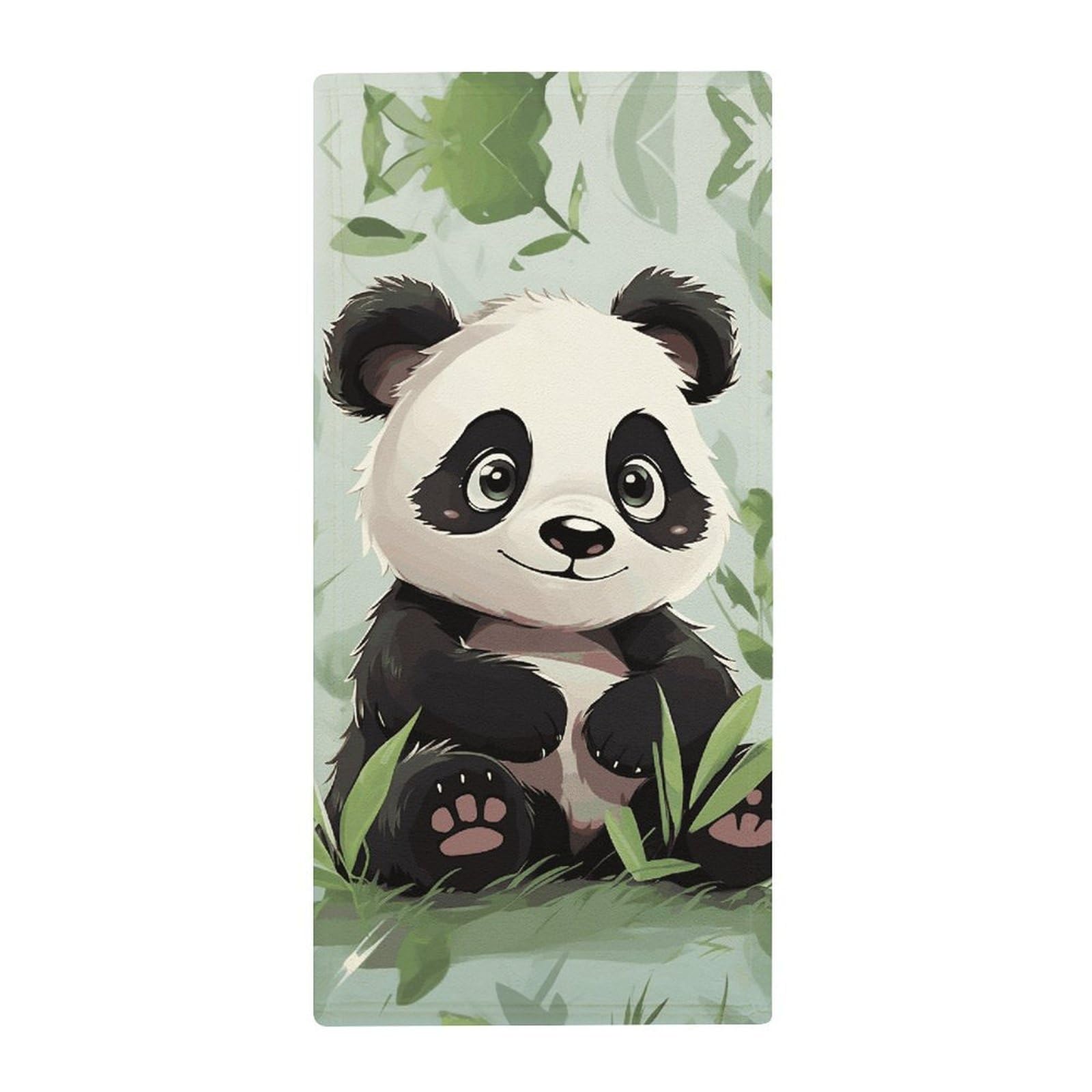 LZQPOEAS Panda Bamboo Soft Microfiber Beach Towel, Quick Dry Highly Absorbant Coral Fleece Towel, Compact Premium Durable Towel for Travel Gym Pool Bathroom Camping Outdoor Sports