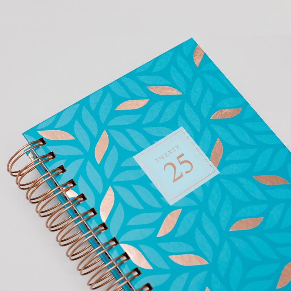 Matilda Myres 2026 A5 Day A Page Diary From January To December - Hardback Covers - Wiro - Year Planners - Lies Flat While Writing - Personalised Version - Teal