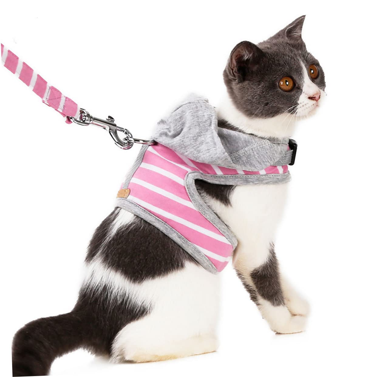 Ipetboom Lot De 3 Gilets À Rayures pour Chats avec Boucle À Dégagement Rapide Laisse Anti-Traction pour La Marche Et Le Jogging Quotidiens