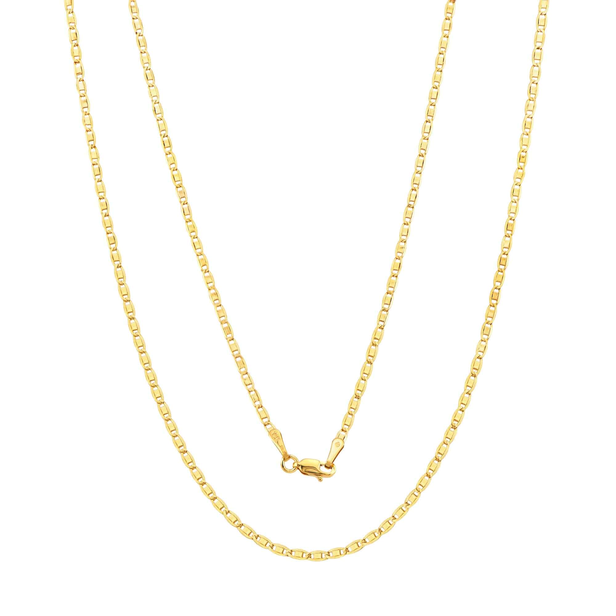 JEWELHEART 14K Real Yellow Gold Valentino Chain Necklace, 2.3mm-5.2mm Dainty Polished Mirror Links, Lobster Clasp, Everyday Layering, 14K Stamped, Not Plated, Choker Length, For Women and Men