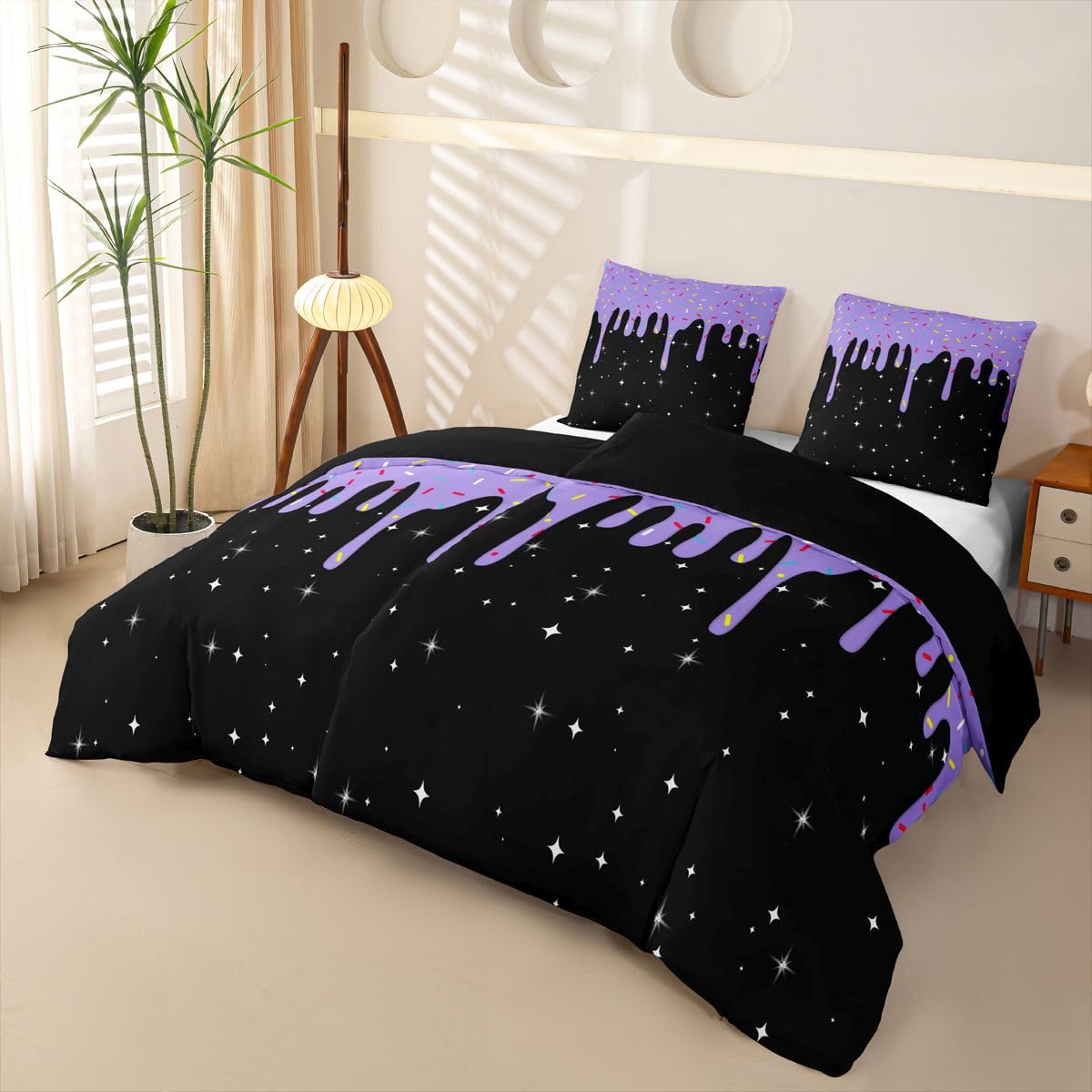 Homewish Veilchentes EIS Tropf Bettwäsche Set 135x200 4teilig